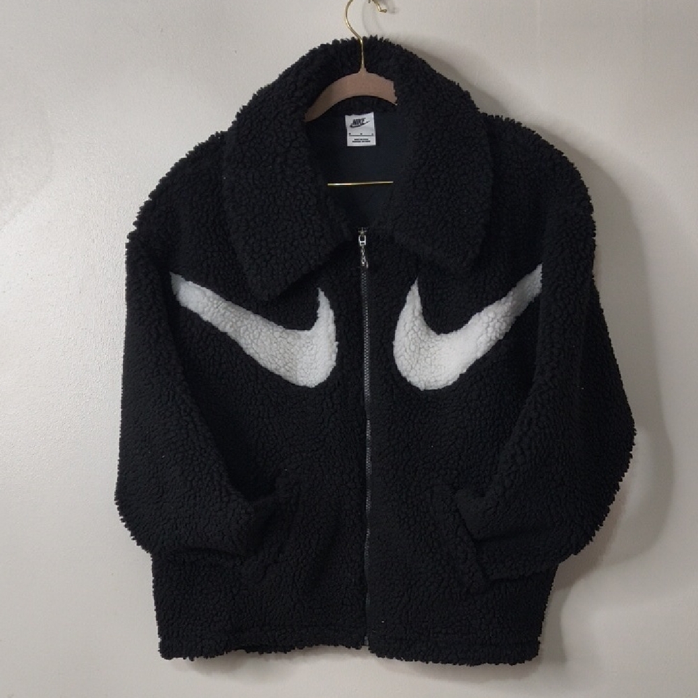 Nike Black Teddy Jacket with White Swoosh